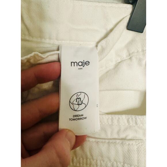 MAJE White Cotton Front Zipper Campy Pocket Clad Pocketo Cargo Pants Size 36 - Picture 9 of 16